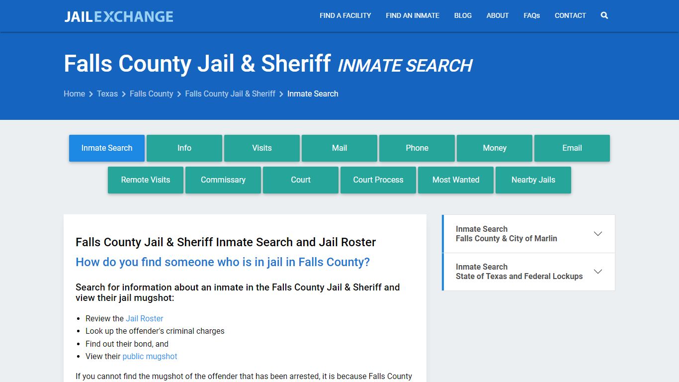 Inmate Search: Roster & Mugshots - Falls County Jail & Sheriff, TX